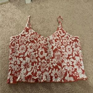 American Eagle Floral Red and White Women's Top
